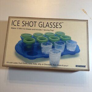 Barbuzzo Ice Shot Glasses  Ice Mold - 12 Ice Glasses and 1 Serving Tray